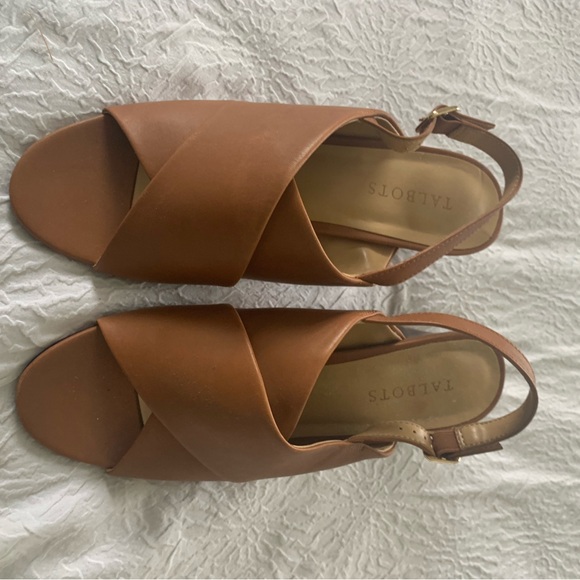 Talbots Brown Leather Slingback Sandals - Picture 1 of 2